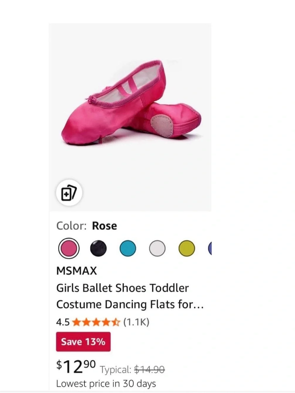 Girls' Pink Ballet Slippers with Elastic Strap